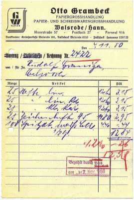 grambeck historie Barrechnung von